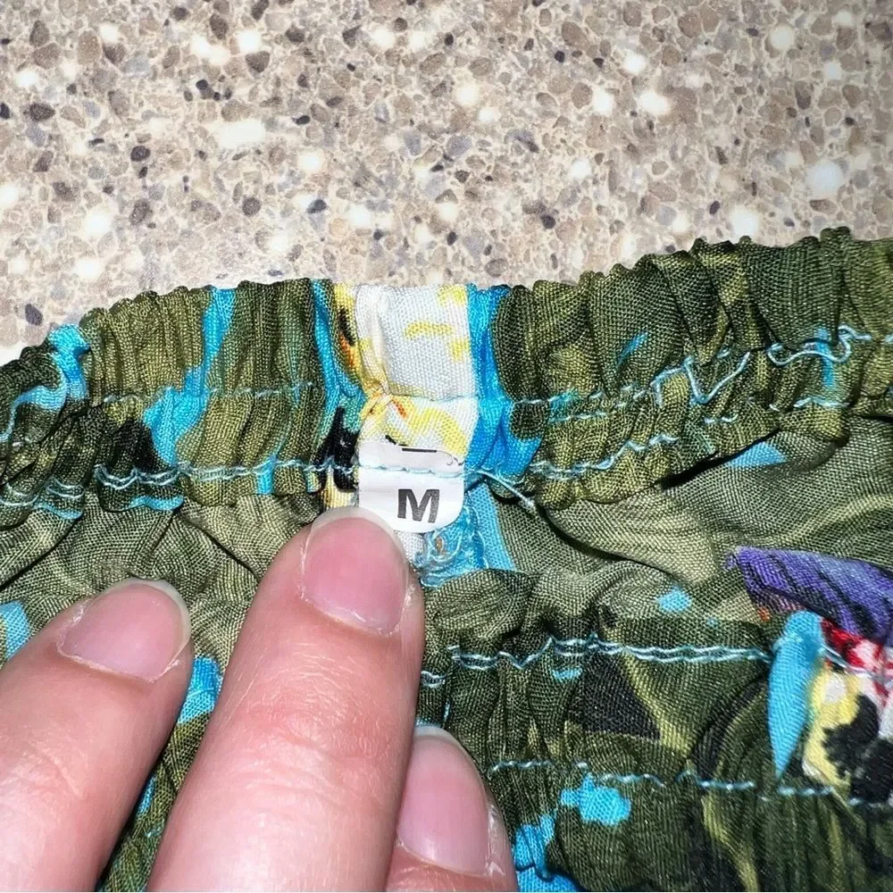 RIMA BEACH WORLD Blue Hawaiian Tropical Floral Button Up Shirt & Shorts ~ NWOT